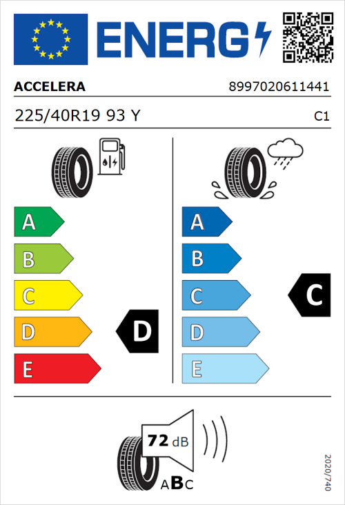 Tyre Label for Accelera PHI 225/40R19 93Y